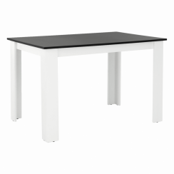 Jedilna miza, bela/črna, 120x80 cm, KRAZ