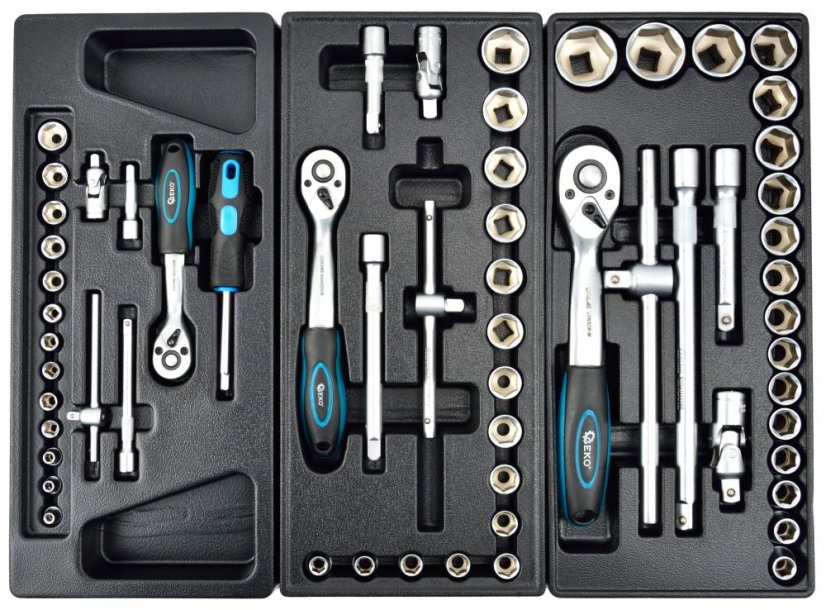 Werkzeugschrank mit 7 Schubladen, bestückt mit 272 Werkzeugen, 690x455x975 mm, GEKO