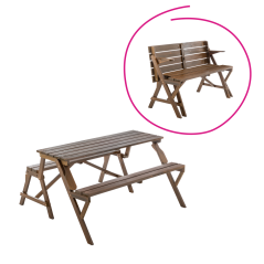 Gartentisch/Bank, 2-in-1, braun, ZAGIR