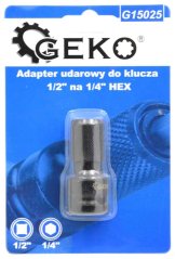 Adapter udarowy do klucza pneumatycznego, zaciskowy 1/2"; na 1/4"; HEX, GEKO