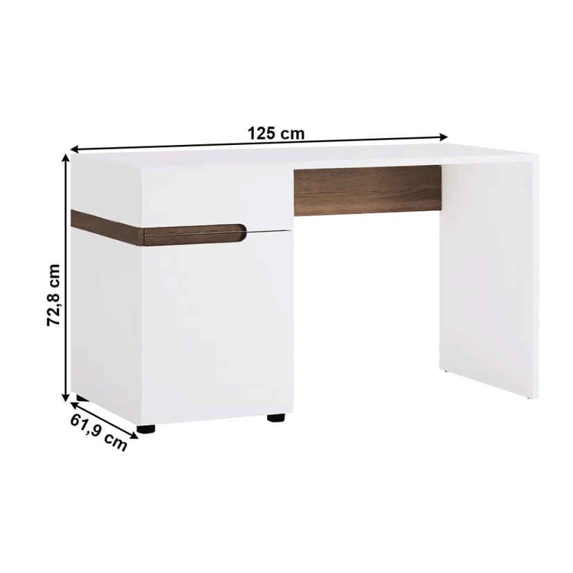 PC-Tisch, Weiß Extra Hochglanz HG/Sonoma dunkle Trüffeleiche, LYNATET TYP 80