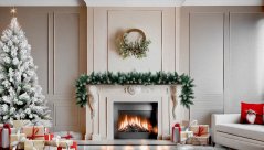 MagicHome Weihnachtskranz, Weide, mit Naturzweigen, 48x41x11 cm