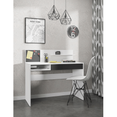 PC-Tisch mit Magnettafel, weiß/schwarz, IMAN (akce)