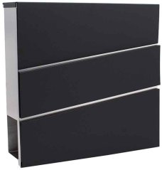 Briefkasten 37x10x37cm, rechteckig schwarz und silber, XL-TOOLS