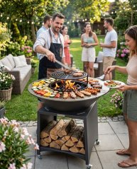 Grill Strend Pro Fiesta, finisaj antracit, diametru oțel 100 cm, cu șemineu