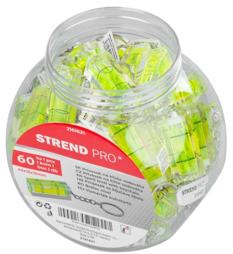 Wasserwaage Strend Pro, Mini-Wasserwaage, Libela, Anhänger, im Karton, 60 Stk., 40x15x15 mm (akce)