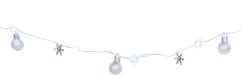 MagicHome Weihnachtskugelkette, 20 LED kaltweiß, mit Kugeln und Flocken, Silber, 2xAA, einfache Beleuchtung, Beleuchtung, L-1,9 m