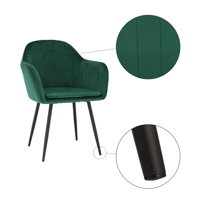 Designer-Sessel, smaragdgrüner Samtstoff, ZIRKON