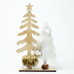 Dekorace stromky 20x4,5x34 cm dřevo natur-bílé