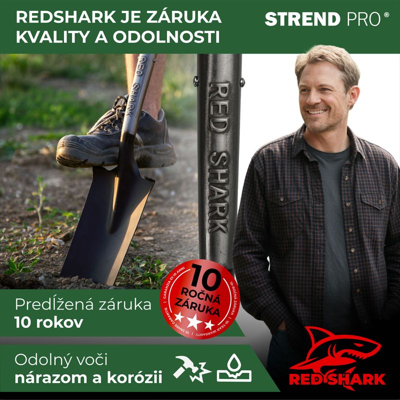 Strend Pro Premium RedShark Spaten, schmal, Drainage, mit Fiberglasstiel D 1280 mm