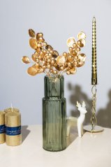 Vetvička MagicHome Vianoce, s bobuľkami, zlatá, 27 cm