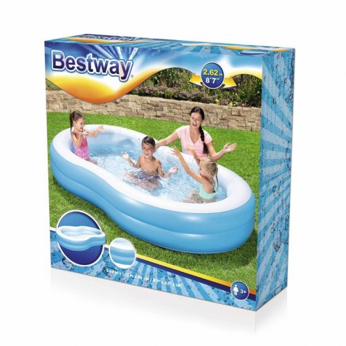 Piscina Bestway® 54117, The Big Lagoon Family, pentru copii, gonflabilă, 2,62x1,57x0,46 m
