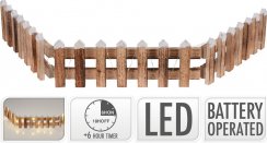 Dekoracja płotu LED 90x2x10 cm z drewnem timerowym