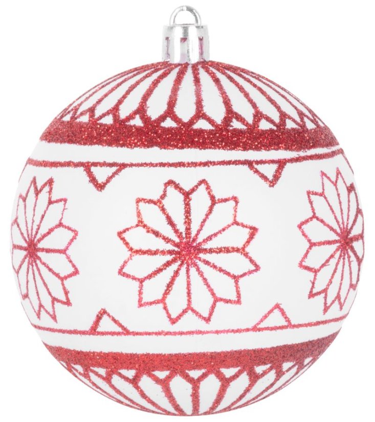 MagicHome Weihnachtskugeln, 6 Stück, 8 cm, rot - weiß, für den Weihnachtsbaum