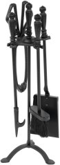 Set de inserturi pentru șemineu Homefire FT24B, 4 buc, negru, 60 cm, unelte pentru șemineu