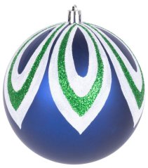 MagicHome Weihnachtskugeln, 4 Stück, blau, mit Dekoration, für den Weihnachtsbaum, 10 cm