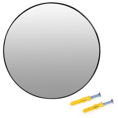Nástenné zrkadlo 60 cm čierne s hliníkovým rámom