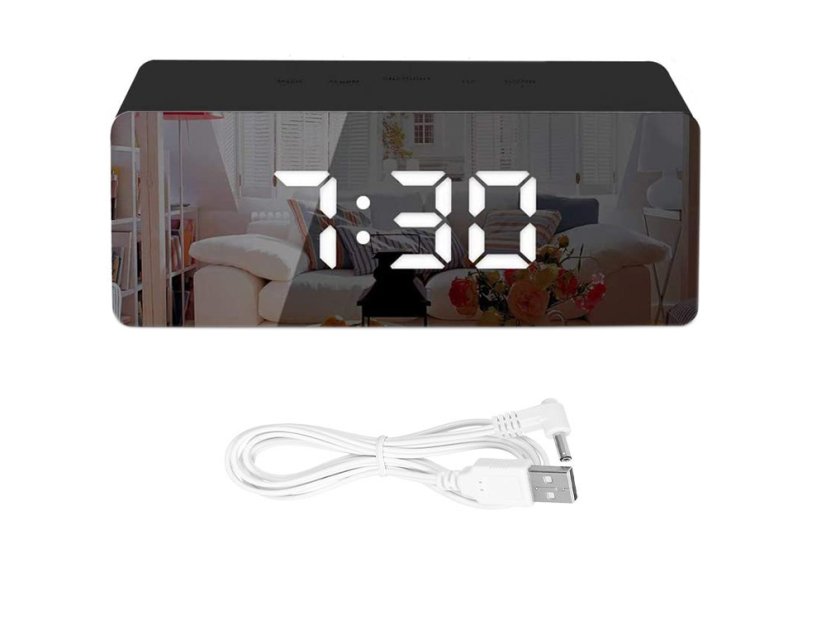 Led budík led časovač led zrkadlo budík dátum 4v1