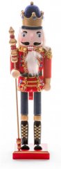 Figurină de Crăciun MagicHome Woodeco, Spărgător de nuci cu coroană, lemn