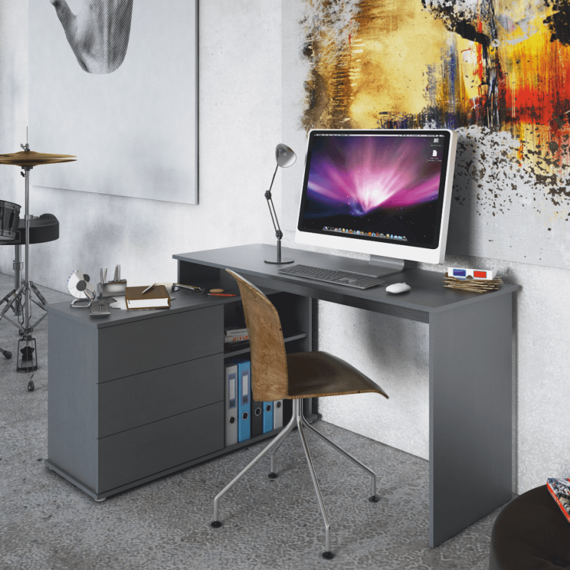 Universeller PC-Ecktisch, Graphit, TERINO
