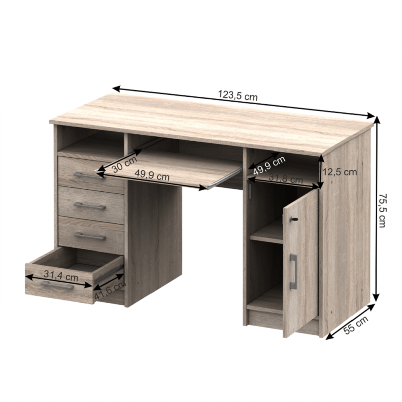 PC-Tisch, Sonoma-Eiche, B9 NEU