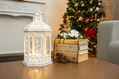 Lucerna MagicHome Vánoce Morocco, 30x mLED, bílý, 3xAAA, plast, časovač, 18x15x32 cm