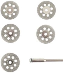 Gyémánt kerékkészlet MINI, 6 részes, tartóval, szár 3 mm, XL-TOOLS (akce)