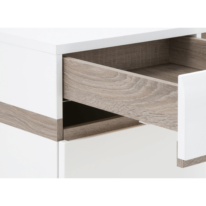 PC-Tisch, Weiß Extra Hochglanz HG/Sonoma dunkle Trüffeleiche, LYNATET TYP 80