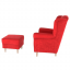 Sessel mit Hocker, Stoff rot, ASTRID