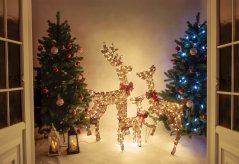 Dekorácia MagicHome Vianoce, jeleň, kov, 80xLED teplá biela, 0.6 m