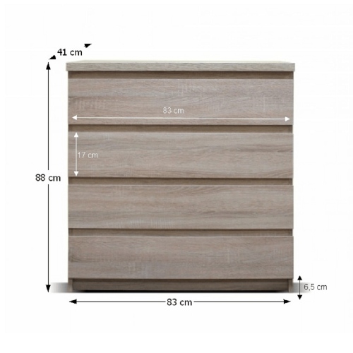 Komoda s 4 predali, hrast sonoma, PANAMA tip 05