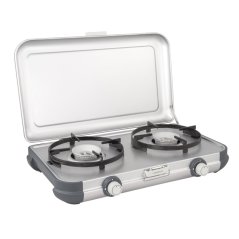 Aragaz Camping Kitchen 2 cu două plite, alimentat cu butelii de GPL, 2x2000 W