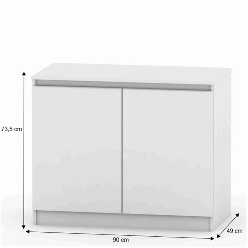 Komoda s 2 vrata, bijela, HANY NEW 008
