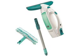 Środek do czyszczenia okien LEIFHEIT 51003 Środek do czyszczenia okien, z drążkiem 43 cm, mopem i odkurzaczem do okien, akumulator