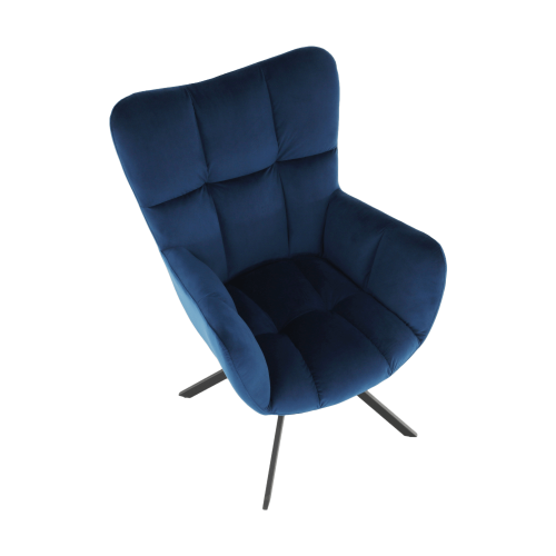 Design-Drehstuhl, blauer Samtstoff/schwarz, KOMODO