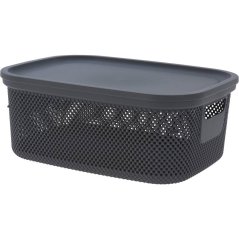 Coș de depozitare cu capac, 12 l, negru