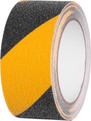 Banda Strend Pro, 50 mm, L-5 m, adeziva, anti-alunecare, extra rezistenta, neagra/galben
