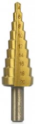 Stufenbohrer 4-20 mm für Blech HSS, Stufe 2 mm, gerader Schlitz, MAR-POL