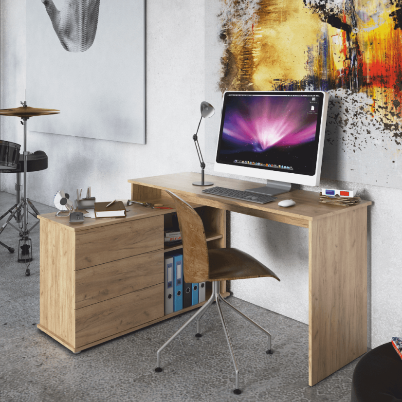 Universeller PC-Ecktisch, Artisan-Eiche, TERINO