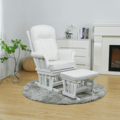 Fotel bujany z podstawą, biały/kremowy, SAFORD