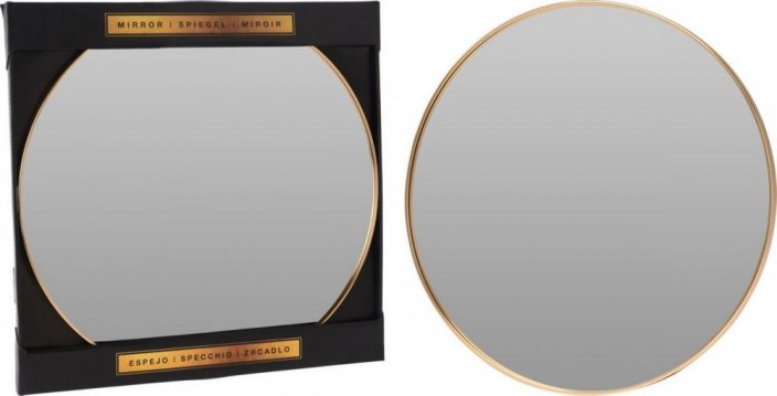Zidno ogledalo okruglo 40 cm, u zlatnom metalnom okviru