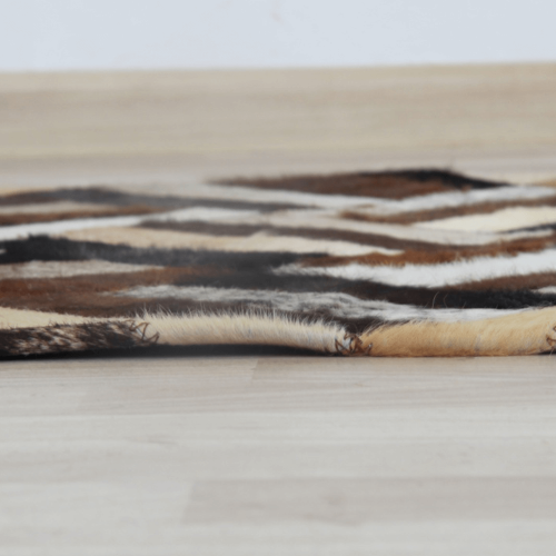 Luxusní kožený koberec, hnědá/černá/béžová, patchwork, 120x180, KŮŽE TYP 2