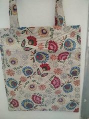 Geantă de cumpărături mică din gobelin, 35 x 40 cm, model FOLK în culori deschise