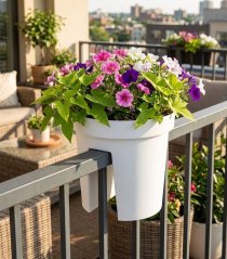 Cvetlični lonec Strend Pro Modern Railing, za ograjo, 25,5x28cm, bel (akce)