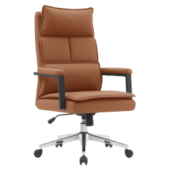 Bürostuhl, braunes Kamel-Ökoleder/Chrom, KAHIL