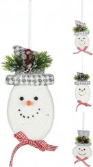 Viseći ukras za snjegovića 15 cm pjena/poliester srebrna mješavina