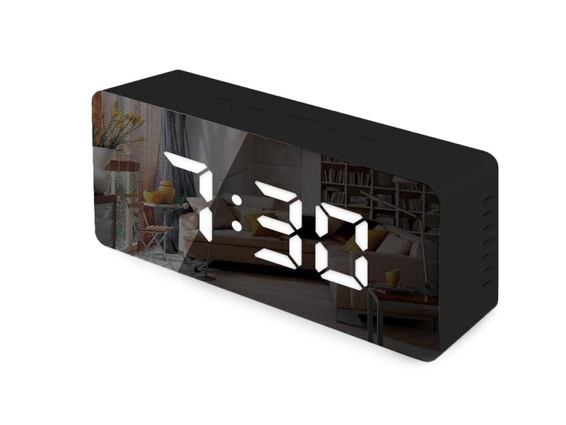 Led budík led časovač led zrkadlo budík dátum 4v1