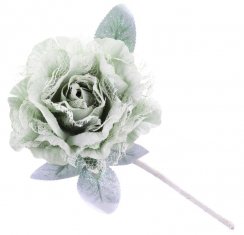 MagicHome Blume, Pfingstrose mit Blatt, hellgrün, Stiel, Blütengröße: 12 cm, Blütenlänge: 23 cm, Packung. 6 Stk