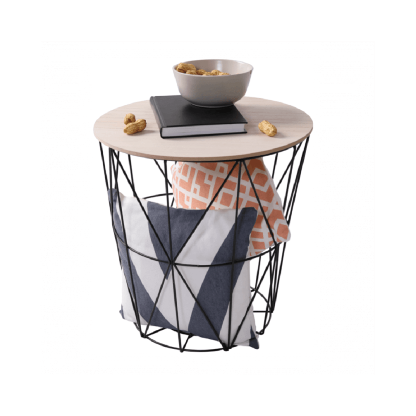 Příruční stolek, přírodní/černá, NANCER TYP 3 - AKCE