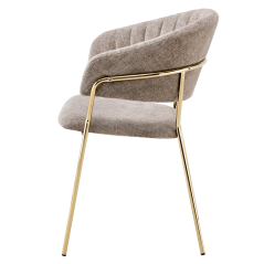 Designer Esszimmerstuhl, brauner Stoff/goldenes Chrom, DASMIN TYP 1